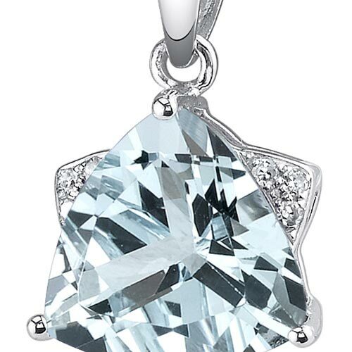 Aquamarine Pendant 14 Karat White Gold Triangle 2.02 Carats