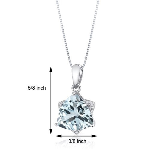 Aquamarine Pendant 14 Karat White Gold Triangle 2.02 Carats