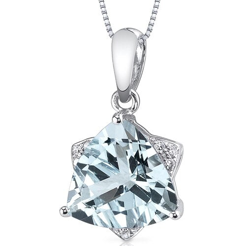 Aquamarine Pendant 14 Karat White Gold Triangle 2.02 Carats