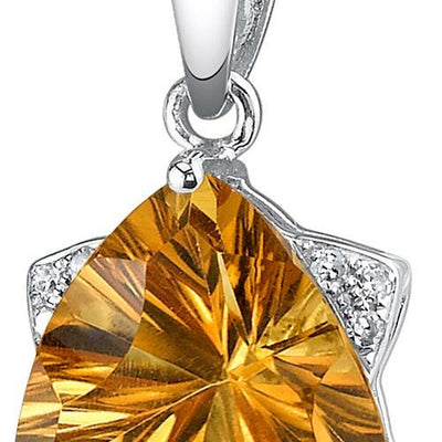 Citrine Pendant Necklace 14 Karat White Gold Triangle 2 Carats