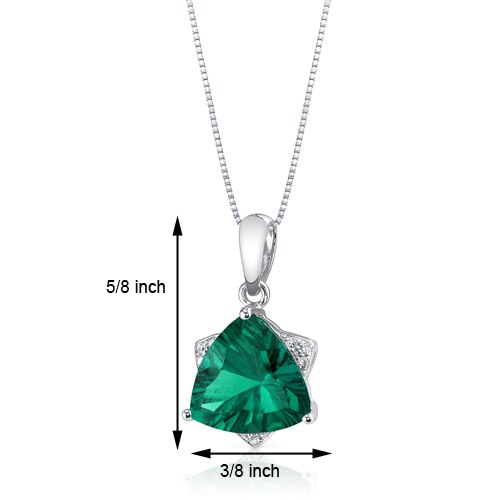 Emerald Pendant Necklace 14 Karat White Gold Triangle 2.27 Carat