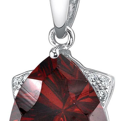 Garnet Pendant Necklace 14 Karat White Gold Triangle 3.79 Carats