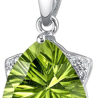 Peridot Pendant Necklace 14 Karat White Gold Triangle 2.74 Carat P8716