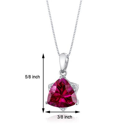 Ruby Pendant Necklace 14 Karat White Gold Triangle 3.76 Carats