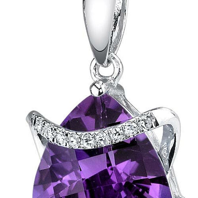 Amethyst Pendant Necklace 14 Karat White Gold Triangle 2.43 Cts