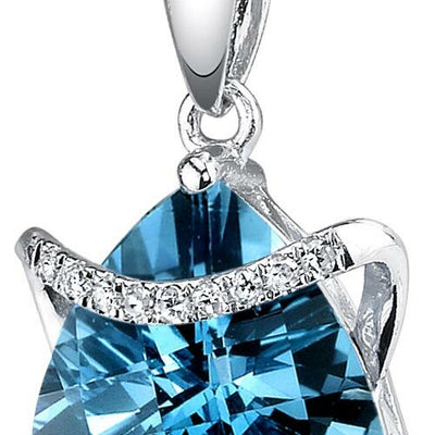 London Blue Topaz Pendant Necklace 14 Karat White Gold 2.57 Cts