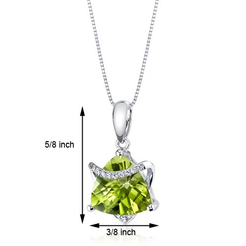 Peridot Pendant Necklace 14 Karat White Gold Triangle 3.02 Carat P8734