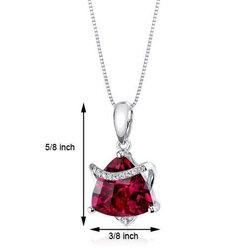 Ruby Pendant Necklace 14 Karat White Gold Triangle 3.64 Carats