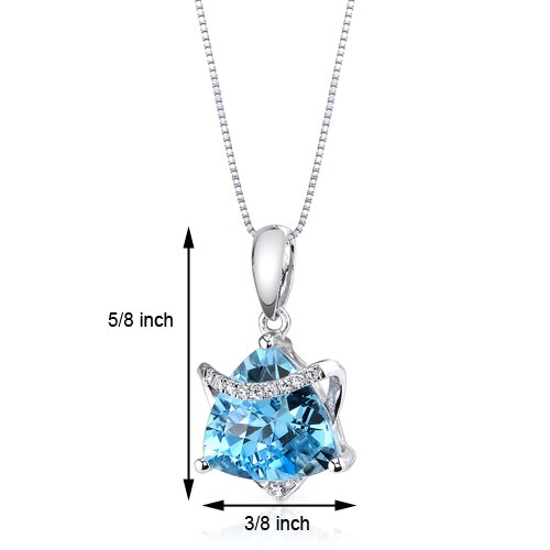 Swiss Blue Topaz Pendant Necklace 14 Karat White Gold 2.65 Carat