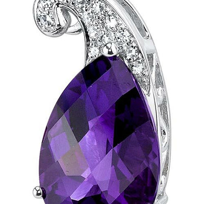 Amethyst Pendant Necklace 14 Karat White Gold Pear 2.66 Carats