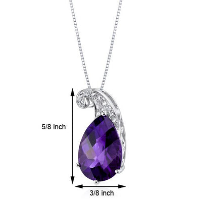 Amethyst Pendant Necklace 14 Karat White Gold Pear 2.66 Carats