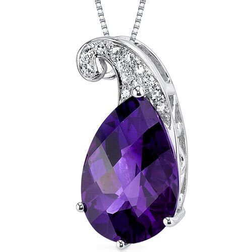 Amethyst Pendant Necklace 14 Karat White Gold Pear 2.66 Carats