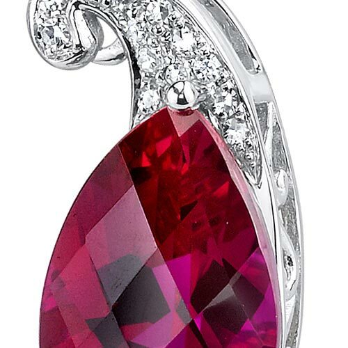 Ruby Pendant Necklace 14 Karat White Gold Pear Shape 4.2 Carats