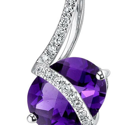 Amethyst Pendant Necklace 14 Karat White Gold Oval 1.79 Carats