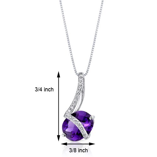 Amethyst Pendant Necklace 14 Karat White Gold Oval 1.79 Carats