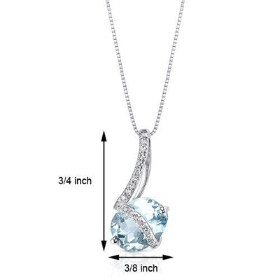 Aquamarine and Diamond Pendant Necklace 14K White Gold 1.54 Carats Oval