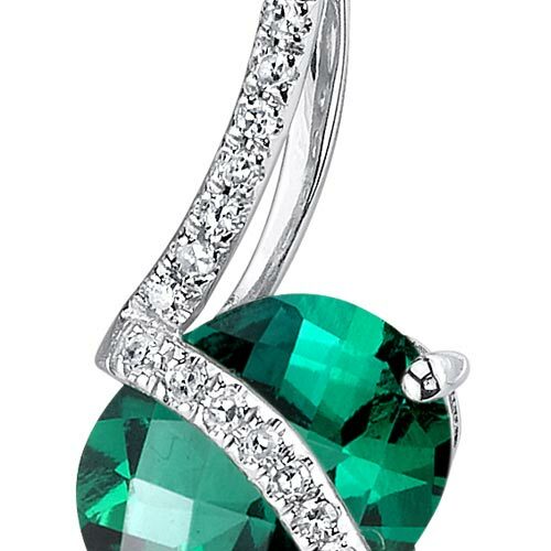 Emerald Pendant Necklace 14 Karat White Gold Oval 1.66 Carats