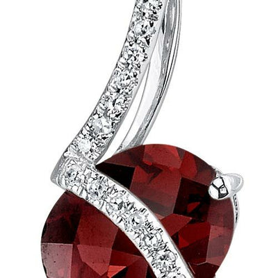 Garnet Pendant Necklace 14 Karat White Gold Oval 2.55 Carats