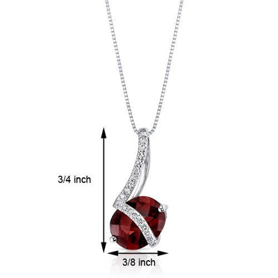 Garnet Pendant Necklace 14 Karat White Gold Oval 2.55 Carats