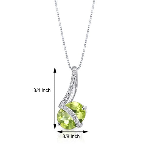 Peridot Pendant Necklace 14 Karat White Gold Oval 1.91 Carats