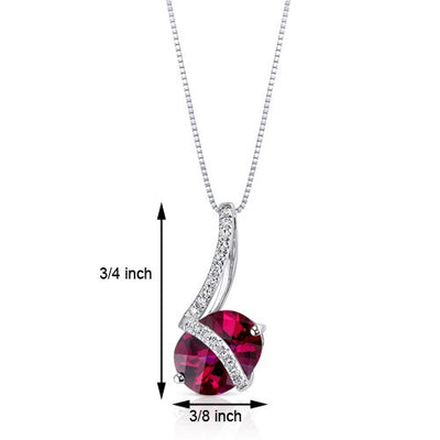 Ruby Pendant Necklace 14 Karat White Gold Oval Shape 2.67 Carats