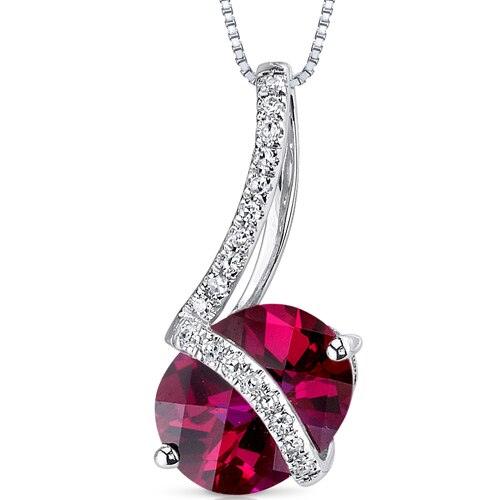 Ruby Pendant Necklace 14 Karat White Gold Oval Shape 2.67 Carats