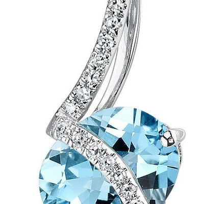 Swiss Blue Topaz Pendant 14 Karat White Gold Oval 2.17 Carats