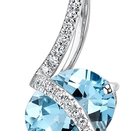 Swiss Blue Topaz Pendant 14 Karat White Gold Oval 2.17 Carats