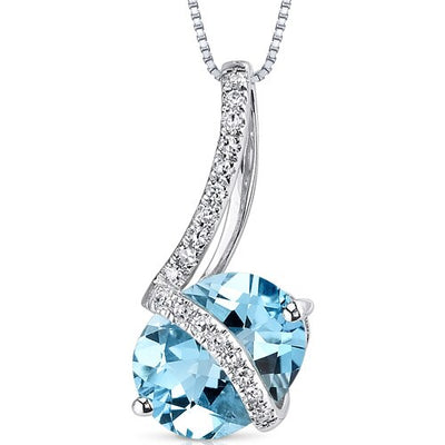 Swiss Blue Topaz Pendant 14 Karat White Gold Oval 2.17 Carats