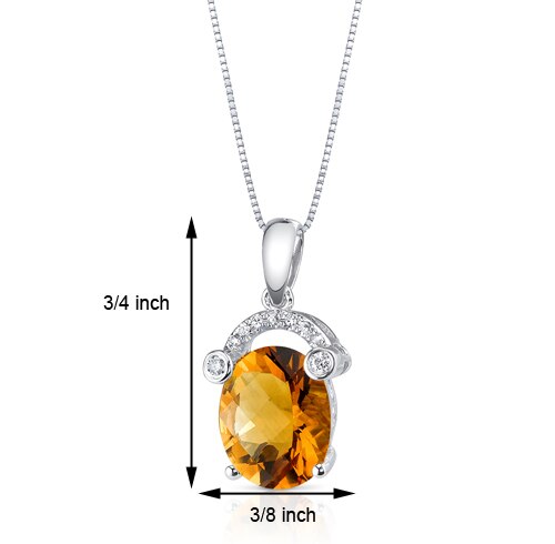 Citrine Pendant Necklace 14 Karat White Gold Oval 2.23 Carats