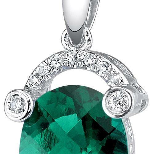 Emerald Pendant Necklace 14 Karat White Gold Oval 2.43 Carats