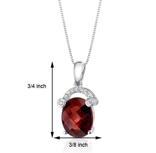 Garnet Pendant Necklace 14 Karat White Gold Oval 3.55 Carats