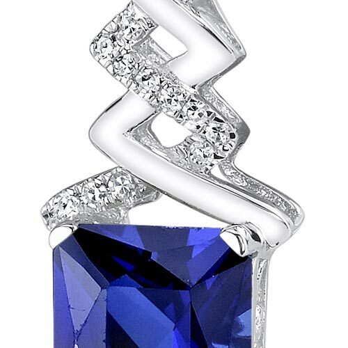 Blue Sapphire Pendant 14 Karat White Gold Radiant 4.11 Carats