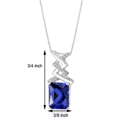 Blue Sapphire Pendant 14 Karat White Gold Radiant 4.11 Carats