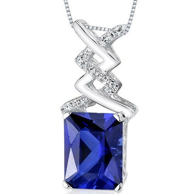 Blue Sapphire Pendant 14 Karat White Gold Radiant 4.11 Carats