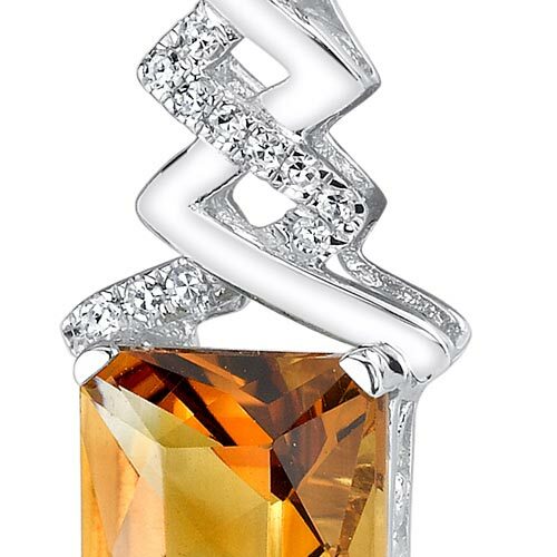 Citrine Pendant Necklace 14 Karat White Gold Radiant 2.84 Carats