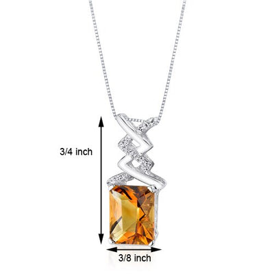 Citrine Pendant Necklace 14 Karat White Gold Radiant 2.84 Carats