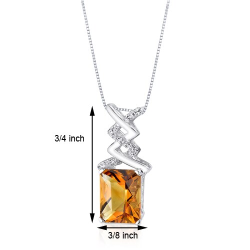 Citrine Pendant Necklace 14 Karat White Gold Radiant 2.84 Carats