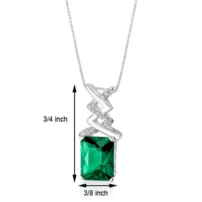 Emerald Pendant Necklace 14 Karat White Gold Radiant 3.15 Carats P8802