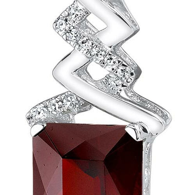 Garnet Pendant Necklace 14 Karat White Gold Radiant 4.7 Carats