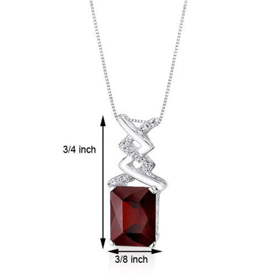 Garnet Pendant Necklace 14 Karat White Gold Radiant 4.7 Carats