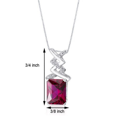 Ruby Pendant Necklace 14 Karat White Gold Radiant 4.06 Carats P8808