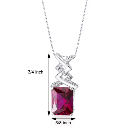 Ruby Pendant Necklace 14 Karat White Gold Radiant 4.06 Carats P8808