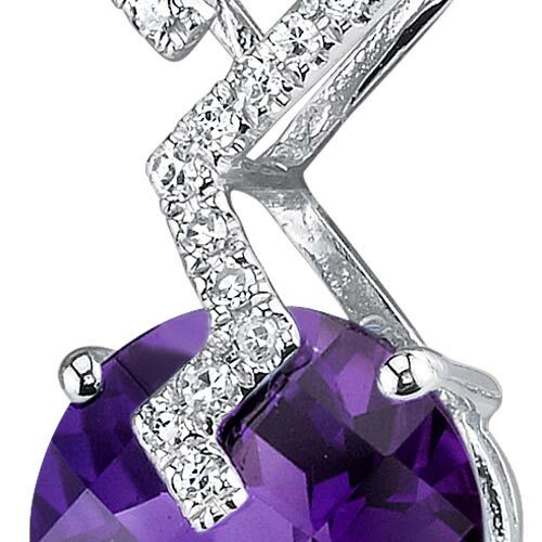 Amethyst Pendant Necklace 14 Karat White Gold Round 2.62 Carats