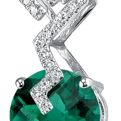 Emerald Pendant Necklace 14 Karat White Gold Round 2.55 Carats