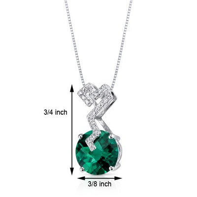 Emerald Pendant Necklace 14 Karat White Gold Round 2.55 Carats