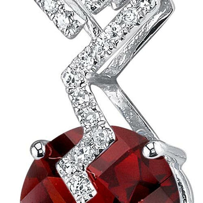 Garnet Pendant Necklace 14 Karat White Gold Round 3.22 Carats