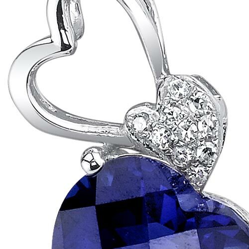 Blue Sapphire Pendant 14 Karat White Gold Heart 3.63 Carats