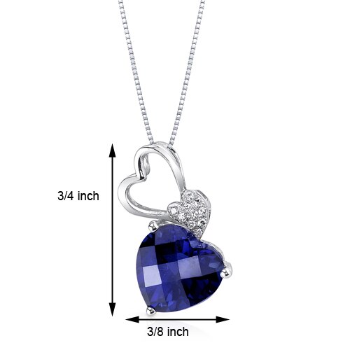 Blue Sapphire Pendant 14 Karat White Gold Heart 3.63 Carats