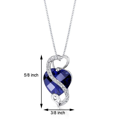 Blue Sapphire Pendant 14 Karat White Gold Heart 3.85 Carats P8848